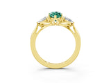 Yellow gold Three-Stone Marquise Cut Green Sapphire Ring with Pear  Side Stones in Four-Prong Setting_39