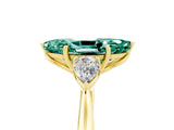 Yellow gold Three-Stone Marquise Cut Green Sapphire Ring with Pear  Side Stones in Four-Prong Setting_41