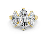 Yellow gold Three-Stone Marquise Cut Moissanite Braided Band Ring with Four-Prong Setting_12