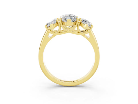 Yellow gold Three-Stone Marquise Cut Moissanite Engagement Ring with Prong Setting_3