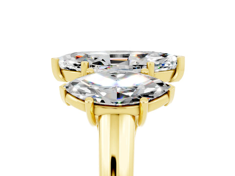 Yellow gold Three-Stone Marquise Cut Moissanite Engagement Ring with Prong Setting_5