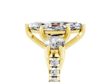 Yellow gold Three-Stone Marquise Cut Moissanite Pavé Band with Four-Prong Setting_5