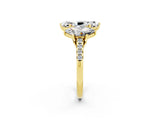 Yellow gold Three-Stone Marquise Cut Moissanite Ring with Pavé Band and Prong Setting_14