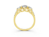 Yellow gold Three-Stone Marquise Cut Moissanite Ring with Pavé Band and Prong Setting_15