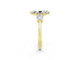 Yellow gold Three-Stone Marquise Cut Moissanite Ring with Pear Side Stones and Four-Prong Setting_2