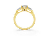 Yellow gold Three-Stone Marquise Cut Moissanite Ring with Pear Side Stones and Four-Prong Setting_3