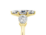 Yellow gold Three-Stone Marquise Cut Moissanite Ring with Pear Side Stones and Four-Prong Setting_5