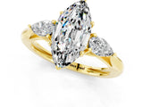 Yellow gold Three-Stone Marquise Cut Moissanite Ring with Pear  Side Stones in Four-Prong Setting_13
