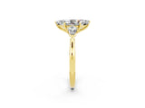 Yellow gold Three-Stone Marquise Cut Moissanite Ring with Pear  Side Stones in Four-Prong Setting_14