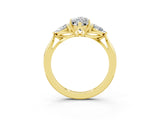 Yellow gold Three-Stone Marquise Cut Moissanite Ring with Pear  Side Stones in Four-Prong Setting_15