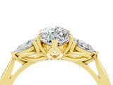 Yellow gold Three-Stone Marquise Cut Moissanite Ring with Pear  Side Stones in Four-Prong Setting_16