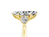 Yellow gold Three-Stone Marquise Cut Moissanite Ring with Pear  Side Stones in Four-Prong Setting_17
