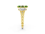 Yellow gold Three-Stone Marquise Cut Peridot Braided Band Ring with Four-Prong Setting_14