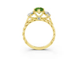 Yellow gold Three-Stone Marquise Cut Peridot Braided Band Ring with Four-Prong Setting_15