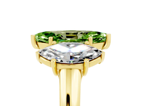 Yellow gold Three-Stone Marquise Cut Peridot Engagement Ring with Prong Setting_5