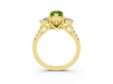 Yellow gold Three-Stone Marquise Cut Peridot Pavé Band with Four-Prong Setting_3