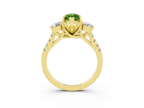 Yellow gold Three-Stone Marquise Cut Peridot Pavé Band with Four-Prong Setting_3
