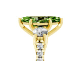 Yellow gold Three-Stone Marquise Cut Peridot Pavé Band with Four-Prong Setting_5