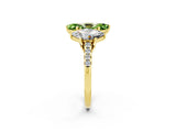 Yellow gold Three-Stone Marquise Cut Peridot Ring with Pavé Band and Prong Setting_14