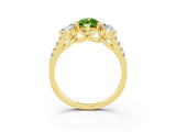 Yellow gold Three-Stone Marquise Cut Peridot Ring with Pavé Band and Prong Setting_15