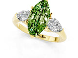 Yellow gold Three-Stone Marquise Cut Peridot Ring with Pear Side Stones and Four-Prong Setting_1