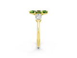 Yellow gold Three-Stone Marquise Cut Peridot Ring with Pear Side Stones and Four-Prong Setting_2