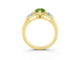 Yellow gold Three-Stone Marquise Cut Peridot Ring with Pear Side Stones and Four-Prong Setting_3