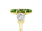 Yellow gold Three-Stone Marquise Cut Peridot Ring with Pear Side Stones and Four-Prong Setting_5