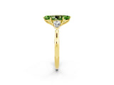 Yellow gold Three-Stone Marquise Cut Peridot Ring with Pear  Side Stones in Four-Prong Setting_14