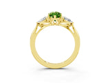 Yellow gold Three-Stone Marquise Cut Peridot Ring with Pear  Side Stones in Four-Prong Setting_15