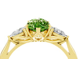 Yellow gold Three-Stone Marquise Cut Peridot Ring with Pear  Side Stones in Four-Prong Setting_16