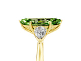 Yellow gold Three-Stone Marquise Cut Peridot Ring with Pear  Side Stones in Four-Prong Setting_17