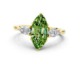 Yellow gold Three-Stone Marquise Cut Peridot Ring with Pear  Side Stones in Four-Prong Setting_36