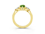 Yellow gold Three-Stone Marquise Cut Peridot Ring with Pear  Side Stones in Four-Prong Setting_39