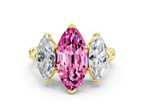 Yellow gold Three-Stone Marquise Cut Pink Sapphire Braided Band Ring with Four-Prong Setting_36