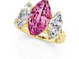 Yellow gold Three-Stone Marquise Cut Pink Sapphire Braided Band Ring with Four-Prong Setting_37