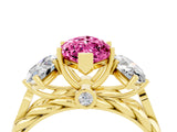 Yellow gold Three-Stone Marquise Cut Pink Sapphire Braided Band Ring with Four-Prong Setting_40