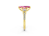 Yellow gold Three-Stone Marquise Cut Pink Sapphire Pavé Band with Four-Prong Setting_26