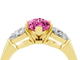 Yellow gold Three-Stone Marquise Cut Pink Sapphire Ring with Pear Side Stones and Four-Prong Setting_28