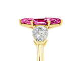 Yellow gold Three-Stone Marquise Cut Pink Sapphire Ring with Pear Side Stones and Four-Prong Setting_29