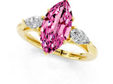Yellow gold Three-Stone Marquise Cut Pink Sapphire Ring with Pear  Side Stones in Four-Prong Setting_13