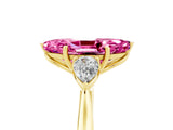 Yellow gold Three-Stone Marquise Cut Pink Sapphire Ring with Pear  Side Stones in Four-Prong Setting_17