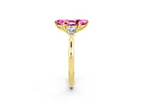 Yellow gold Three-Stone Marquise Cut Pink Sapphire Ring with Pear  Side Stones in Four-Prong Setting_38