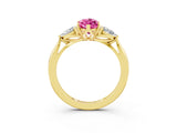 Yellow gold Three-Stone Marquise Cut Pink Sapphire Ring with Pear  Side Stones in Four-Prong Setting_39