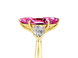 Yellow gold Three-Stone Marquise Cut Pink Sapphire Ring with Pear  Side Stones in Four-Prong Setting_41