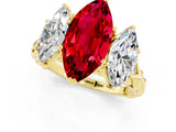 Yellow gold Three-Stone Marquise Cut Ruby Braided Band Ring with Four-Prong Setting_13