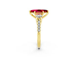 Yellow gold Three-Stone Marquise Cut Ruby Pavé Band with Four-Prong Setting_2