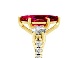 Yellow gold Three-Stone Marquise Cut Ruby Pavé Band with Four-Prong Setting_5