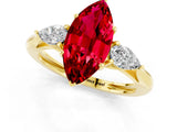 Yellow gold Three-Stone Marquise Cut Ruby Ring with Pear  Side Stones in Four-Prong Setting_13