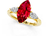 Yellow gold Three-Stone Marquise Cut Ruby Ring with Pear  Side Stones in Four-Prong Setting_37